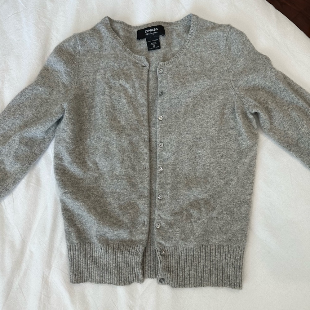 Express 100% Cashmere Grey Cardigan Women’s Medium